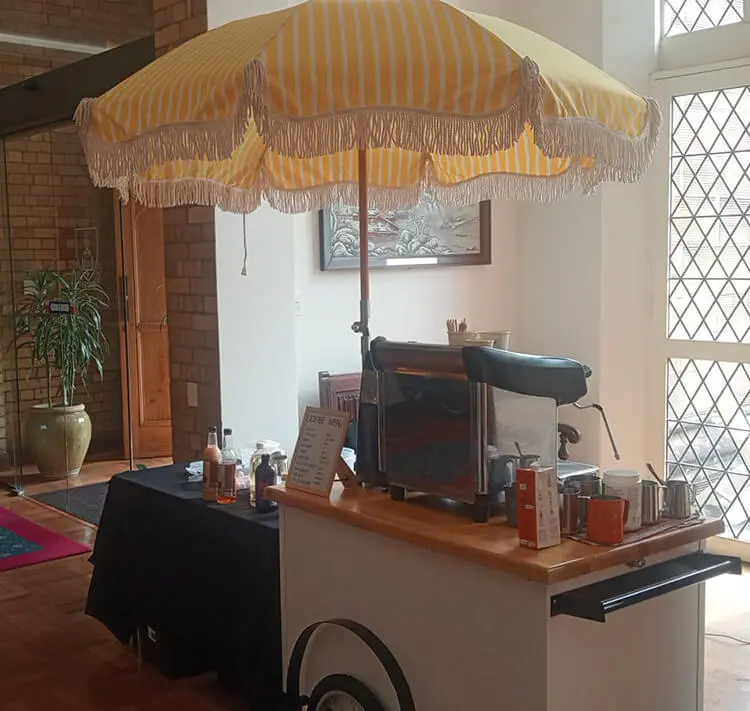 Coffee cart at Sancta Sophia College for International Women's Day